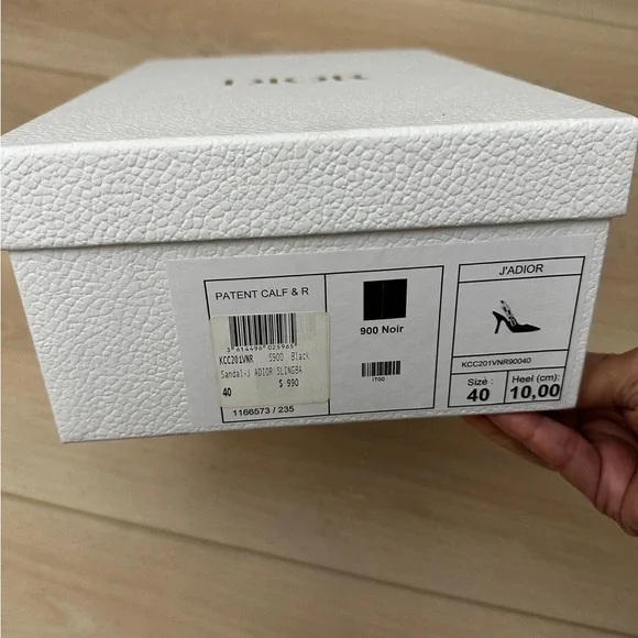 Dior Black Patent Leather Pointed Slingback Pumps with J'Adior Ribbon - Picture 6 of 7